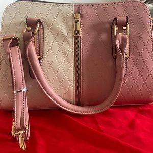 Half pink half white handbag